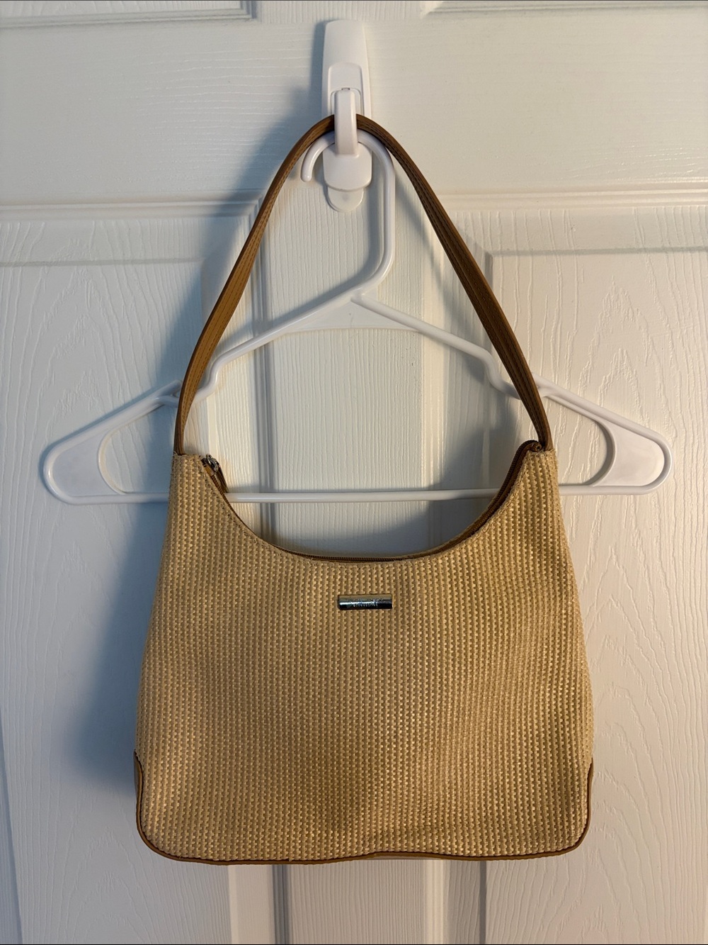 Nine West Beige Shoulder Bag with Brown Trim